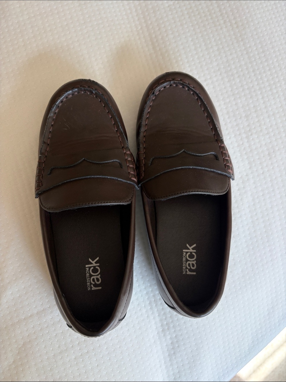 Boys Nordstrom Dark Brown Leather Penny Loafers
